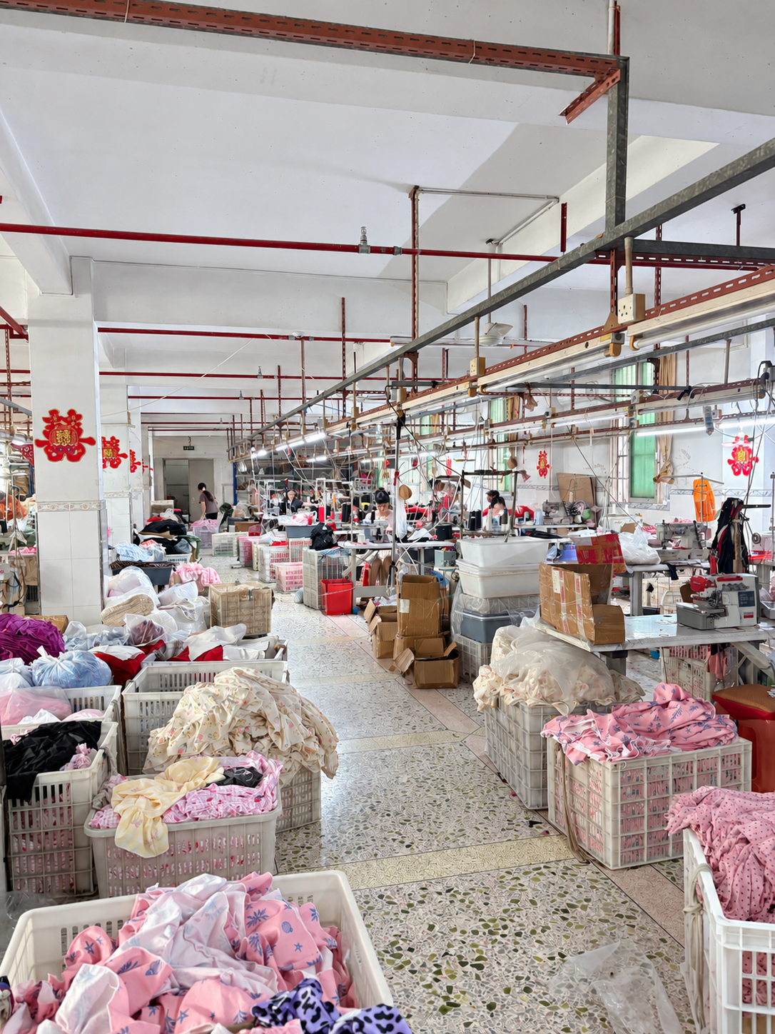 Sleepwear sewing workshop in the Shengweifa factory