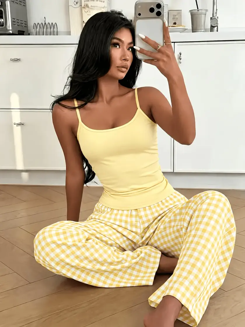 Women's Plaid Cami Pajama Set
