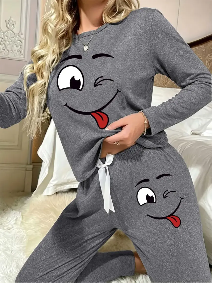 Women's Bow Detail Long Sleeve Pajama Set
