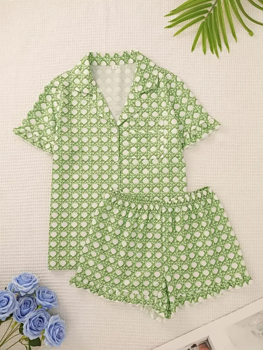 Women's Ruffle Short Sleeve Pajama Set