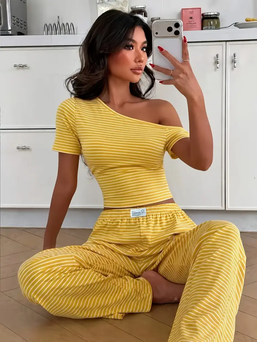 Women's Striped Short Sleeve Pajama Set