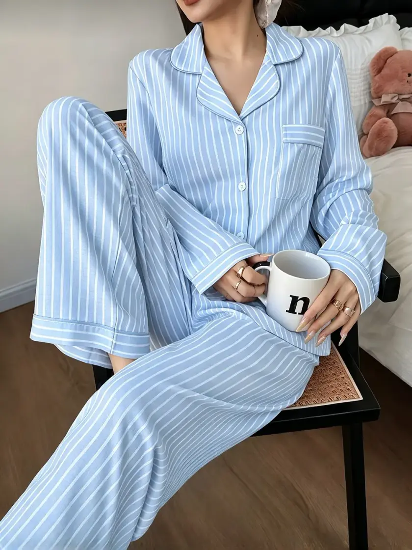Women's Striped Long Sleeve Pajama Set