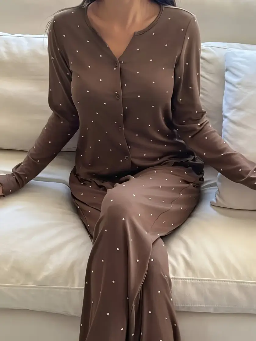 Women's Ruffle Long Sleeve Pajama Set