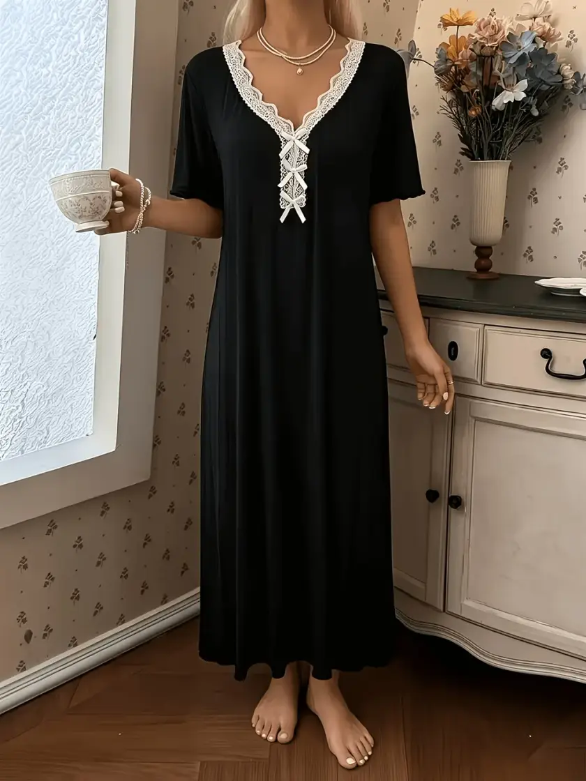 Women's Lace Short Sleeve Nightdress