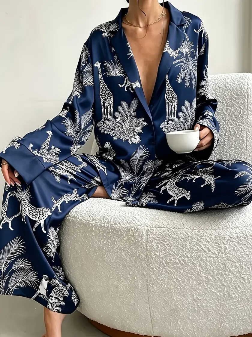 Women's Satin Long Sleeve Pajama Set