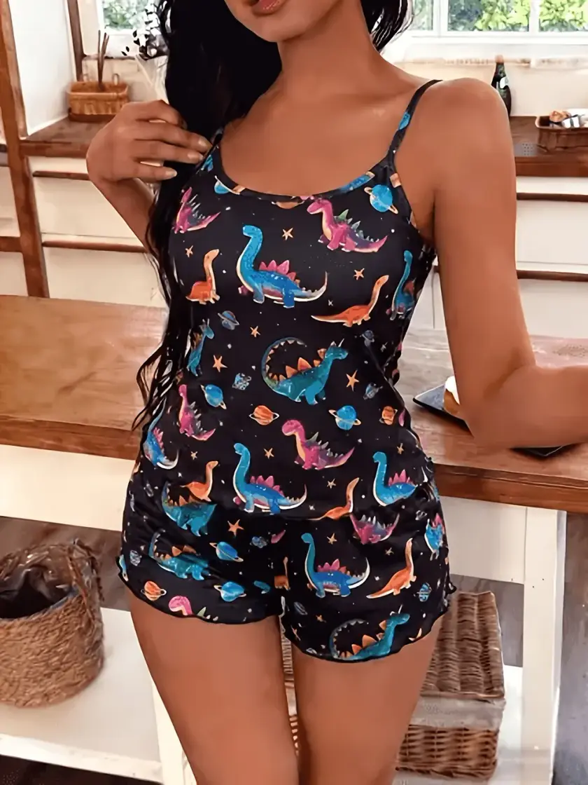 Women's Dinosaur Print Cami Pajama Set