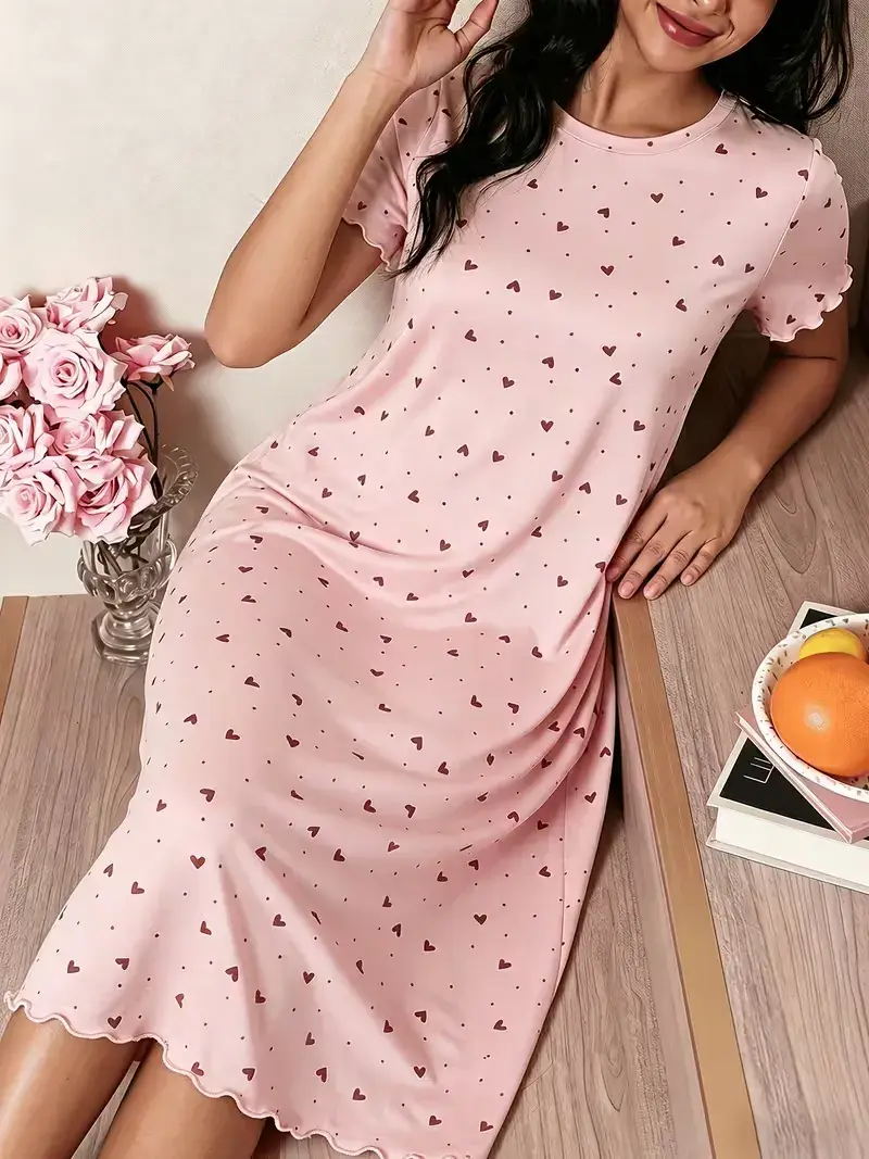 Women's Heart Print Nightdress