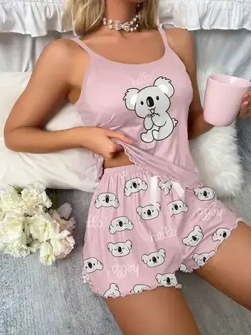 Women's Koala Print Cami Pajama Set