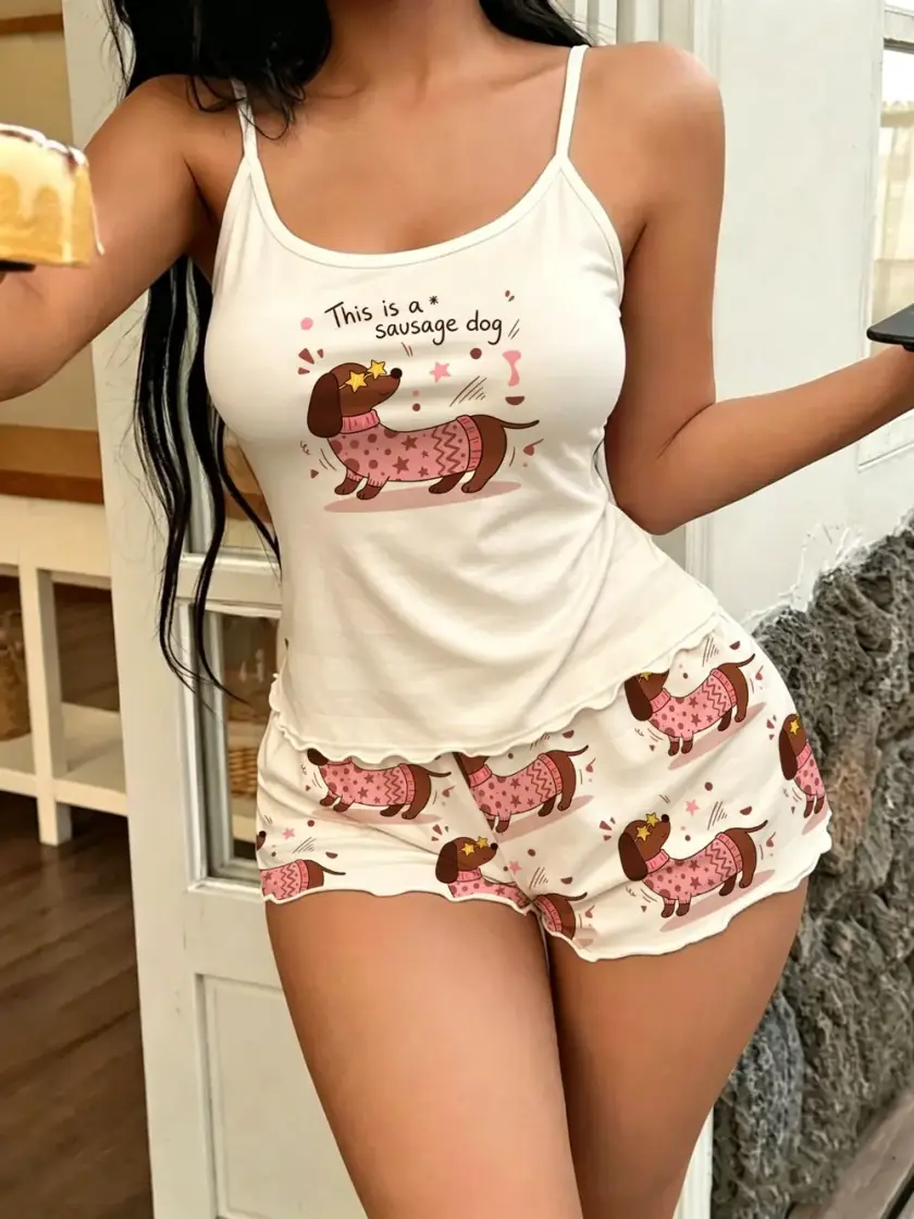 Women's Cat Graphic Cami Shorts Pajama Set
