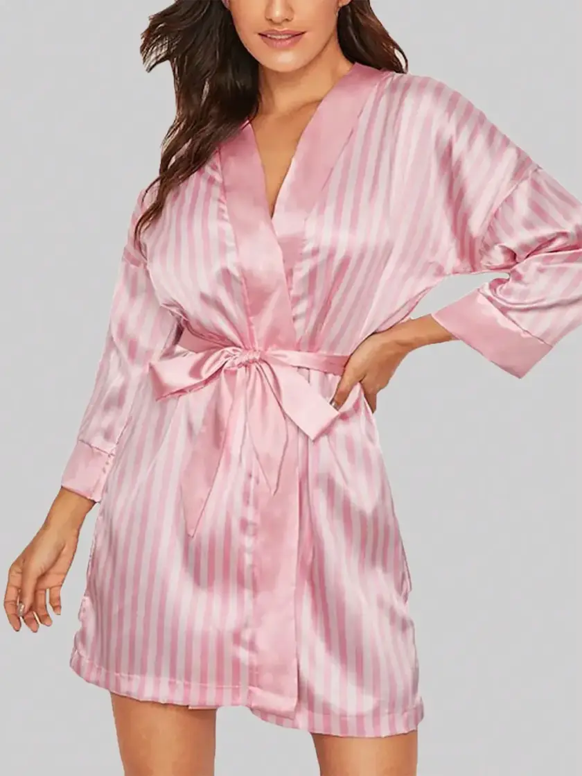 Women's Striped Lace Robe