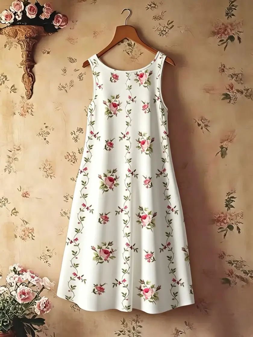 Women's Floral Print Sleeveless Nightdress