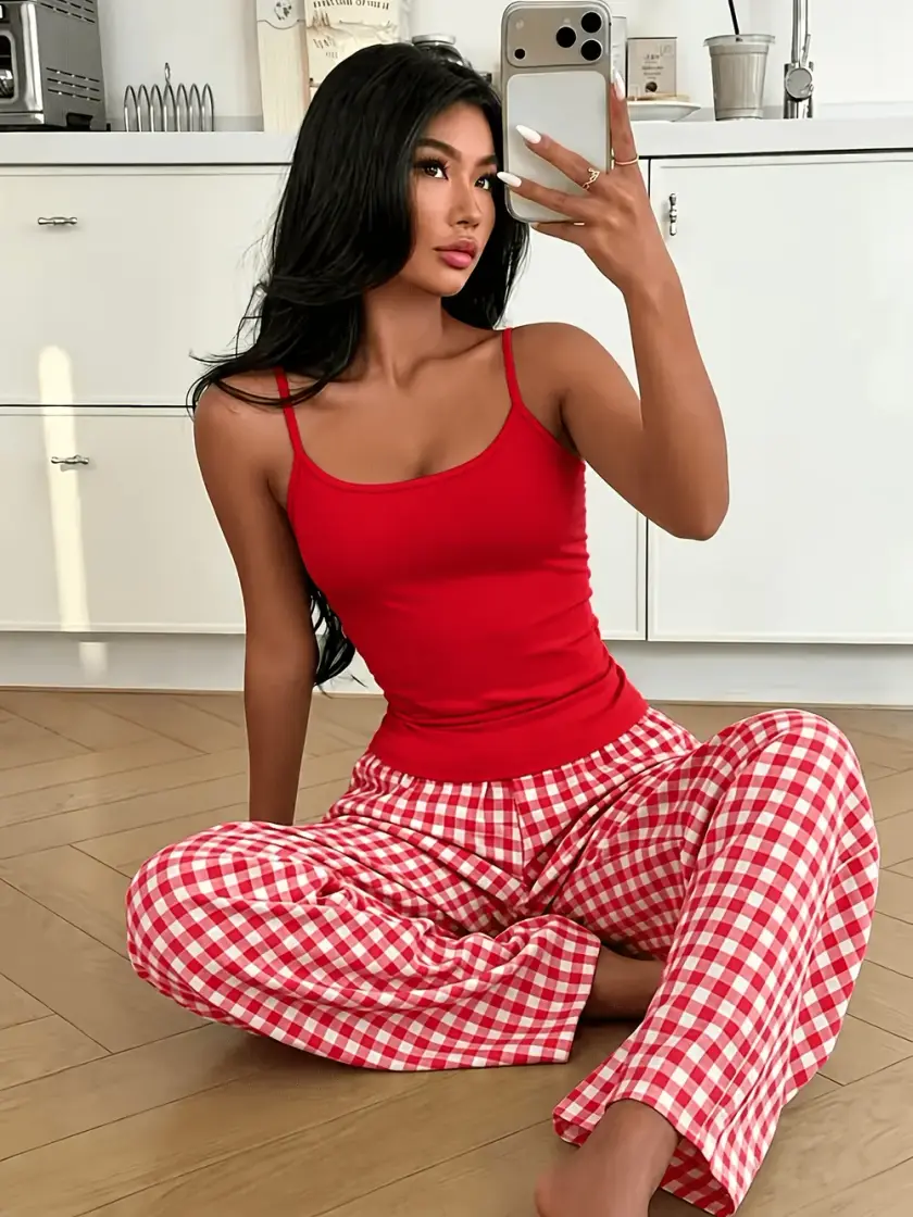 Women's Plaid Cami Pajama Set