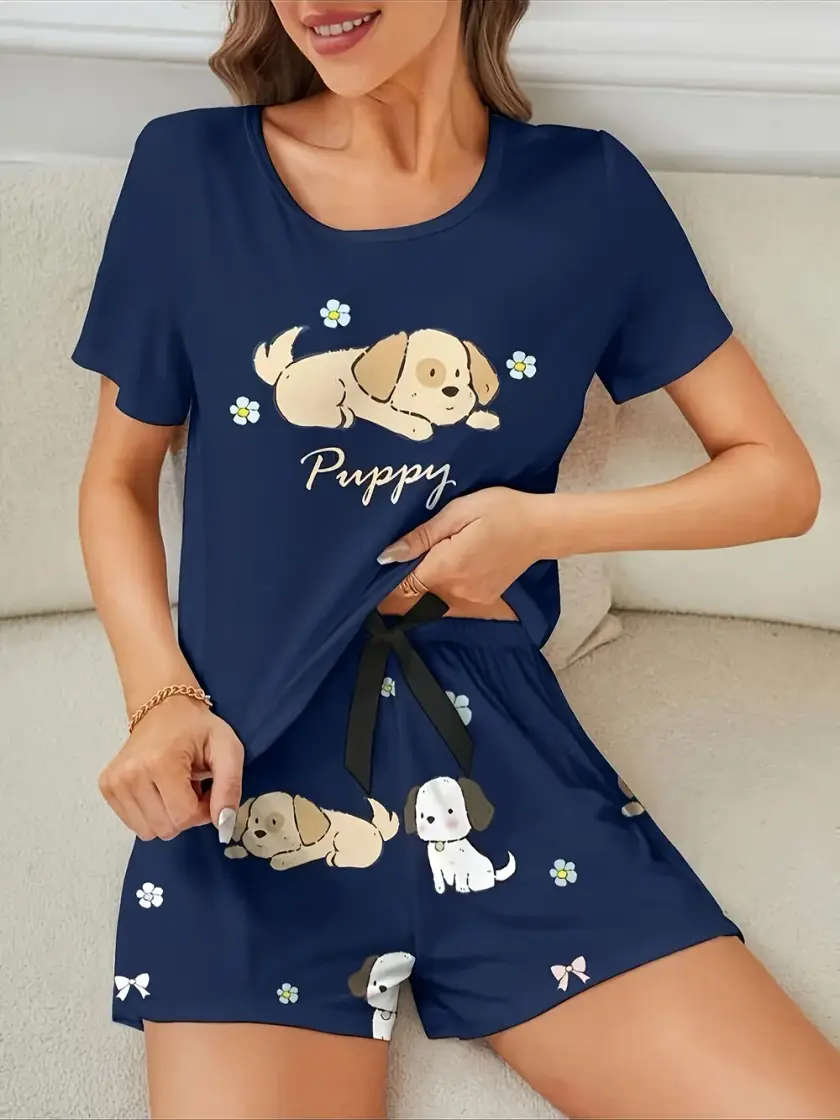Women's Bow Detail Short Sleeve Pajama Set