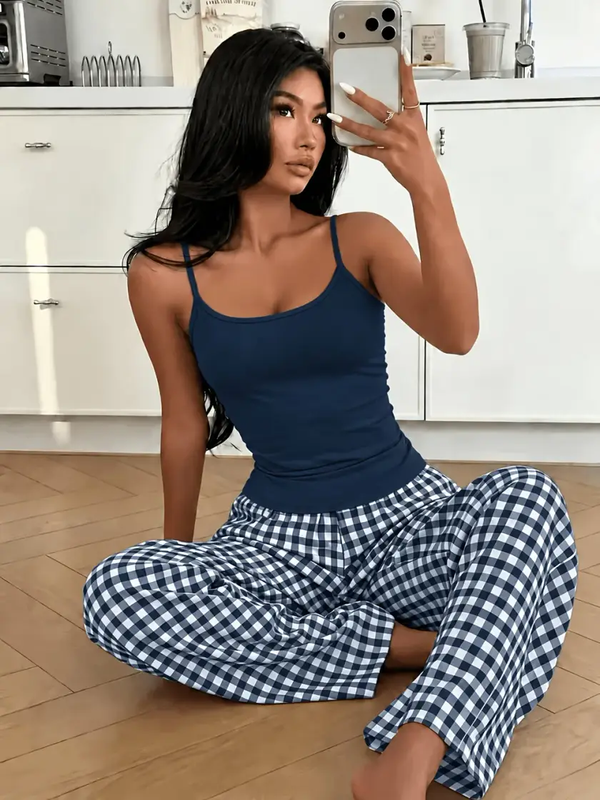 Women's Plaid Cami Pajama Set