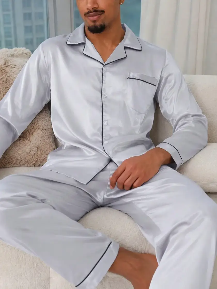 Men's Satin Long Sleeve Pajama Set