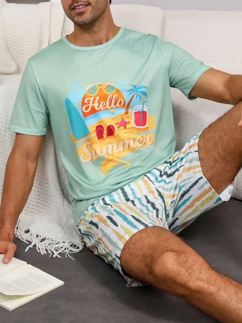 Men's Striped Short Sleeve Pajama Set