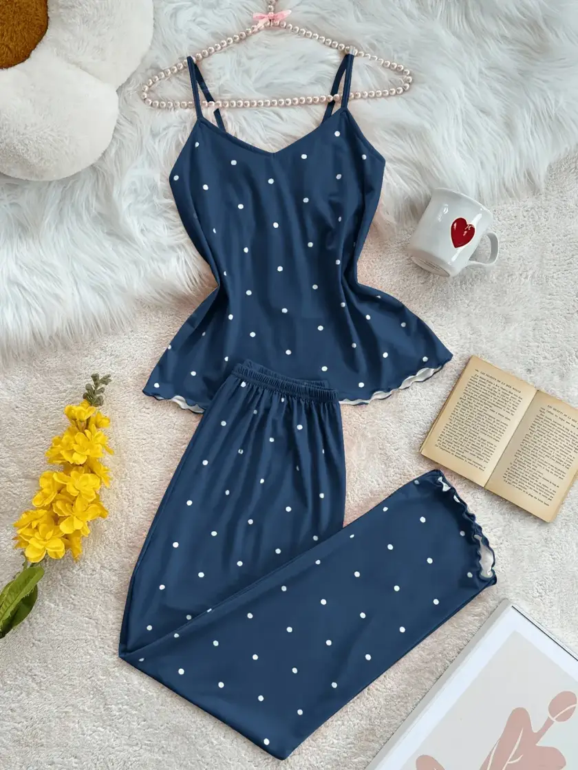 Women's Polka Dot Print Cami Pajama Set